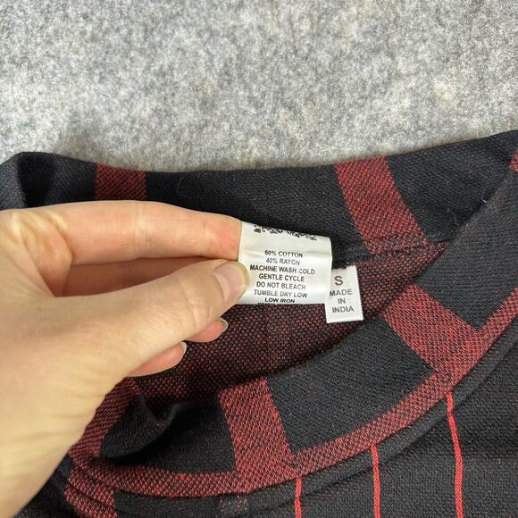 Paisley & Sage Anya Top Womens Small Mock Neck Red Plaid Artsy - Picture 7 of 8